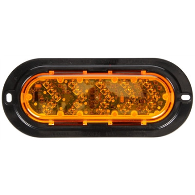 Image of 60 Series, LED, Yellow Oval, 25 Diode, Sequential Arrow, Aux. Turn Signal, Black Flange, 12V from Trucklite. Part number: TLT-60286Y4