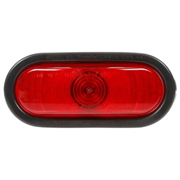 Image of 60 Series, Incan., Red, Oval, 1 Bulb, S/T/T, Black Grommet, Hardwired, Stripped/Ring, 12V, kit from Trucklite. Part number: TLT-60340R4