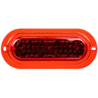 Image of Super 60, LED, Strobe, 36 Diode, Oval Red, Red Flange, Class II, Metalized, 12V from Trucklite. Part number: TLT-60364R4