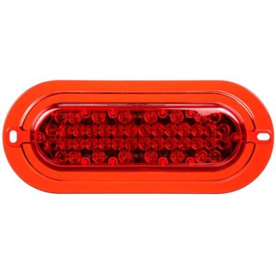 Image of Super 60, LED, Strobe, 36 Diode, Oval Red, Red Flange, Class II,, 12V from Trucklite. Part number: TLT-60366R4