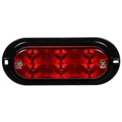 Image of 60 Series, LED Red/Clear Oval 8 Diode Stop/Turn/Tail, Black Surface Mount, Hardwired, Fit 'N Forget S.S., 12V from Trucklite. Part number: TLT-60554R4