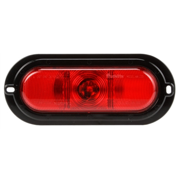 Image of Super 66, LED, Red, Oval, 1 Diode, S/T/T, Black Flange, Fit 'N Forget S.S., Straight PL-3 Female, 12V, Kit from Trucklite. Part number: TLT-66056R4