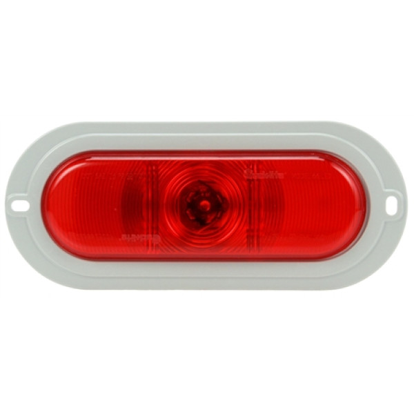 Image of Super 66 LED, Diamond Shell Red, Oval, 1 Diode, S/T/T, Gray Flange, Fit 'N Forget S.S., Straight Female PL-3, 12V, Kit from Trucklite. Part number: TLT-66082R4