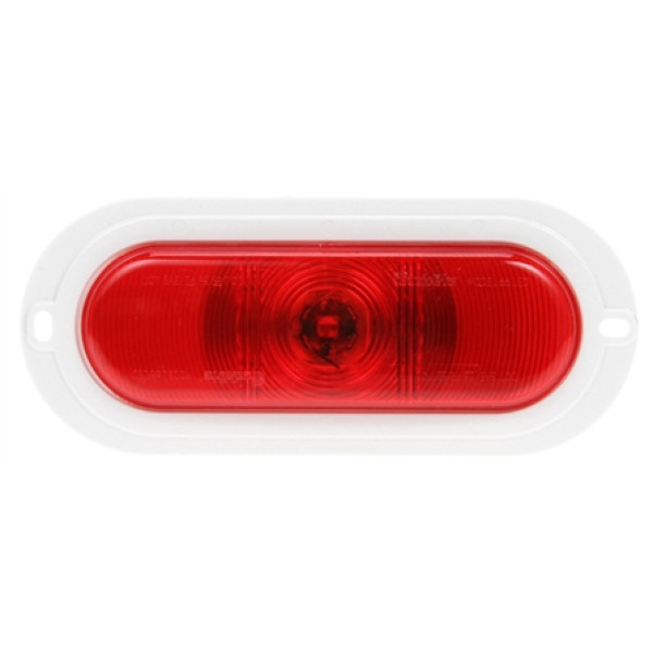 Image of Super 66, LED, Red, Oval, 1 Diode, S/T/T, White Flange, Fit 'N Forget S.S., 12V from Trucklite. Part number: TLT-66254R4