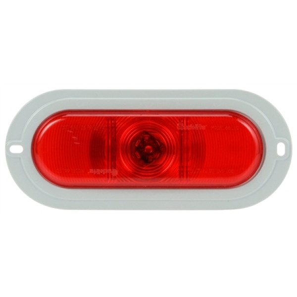 Image of Super 66, LED, Red, Oval, 1 Diode, S/T/T, Gray Flange, Diamond Shell, Fit 'N Forget S.S., 12V from Trucklite. Part number: TLT-66882R