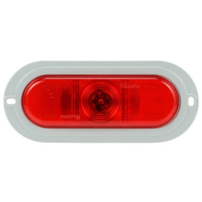 Image of Super 66, LED, Red, Oval, 1 Diode, S/T/T, Gray Flange, Diamond Shell, Fit 'N Forget S.S., 12V from Trucklite. Part number: TLT-66882R