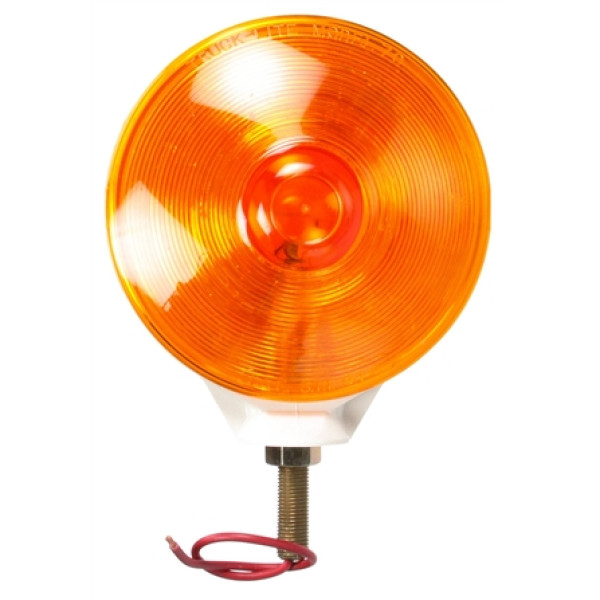 Image of Dual Face, Incan., Red/Yellow Round, 1 Bulb, White, 1 Wire, Pedestal Light from Trucklite. Part number: TLT-70300-4