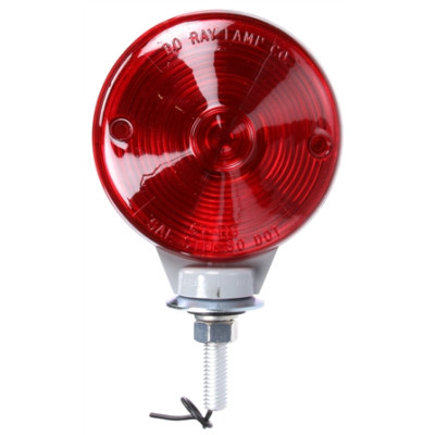 Image of Single Face, Incan., Red Round, 1 Bulb, Gray, 1 Wire, Pedestal Light from Trucklite. Part number: TLT-70330R4