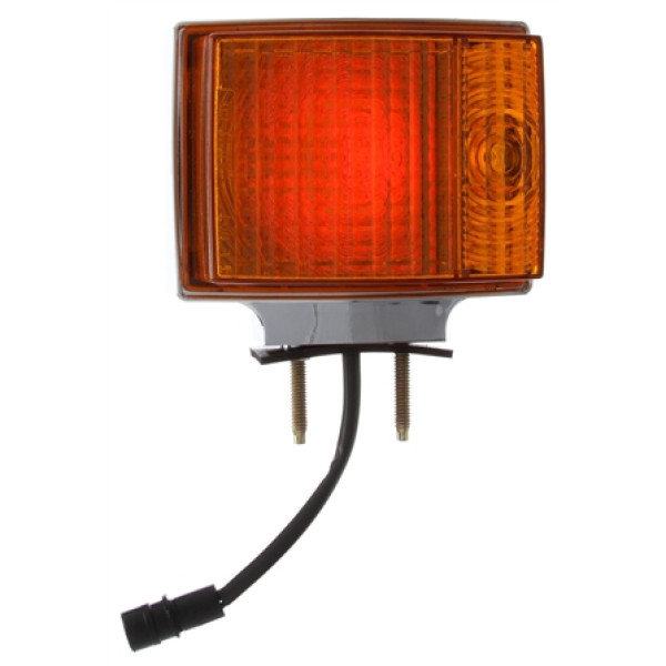 Image of Dual Face, LH, Incan., Red/Yellow Square, 2 Bulb, Chrome, 3 Wire, Pedestal Light from Trucklite. Part number: TLT-70352-4