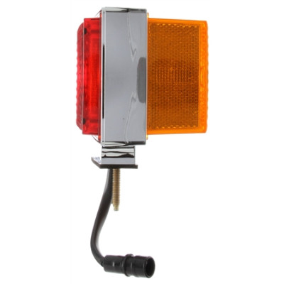 Image of Dual Face, RH, Incan., Red/Yellow Square, 2 Bulb, Chrome, 3 Wire, Pedestal Light from Trucklite. Part number: TLT-70353-4