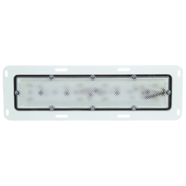 Image of 80 Series, LED, 10 Diode, Clear, Rectangular, Dome Light, White 8 Screw Bracket, 12V from Trucklite. Part number: TLT-80251C4