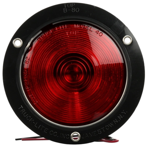 Image of 80 Series, Incan., Red, Round, 1 Bulb, S/T/T, Black Flange, Hardwired, Blunt Cut, 12V, Pallet from Trucklite. Part number: TLT-80302RP