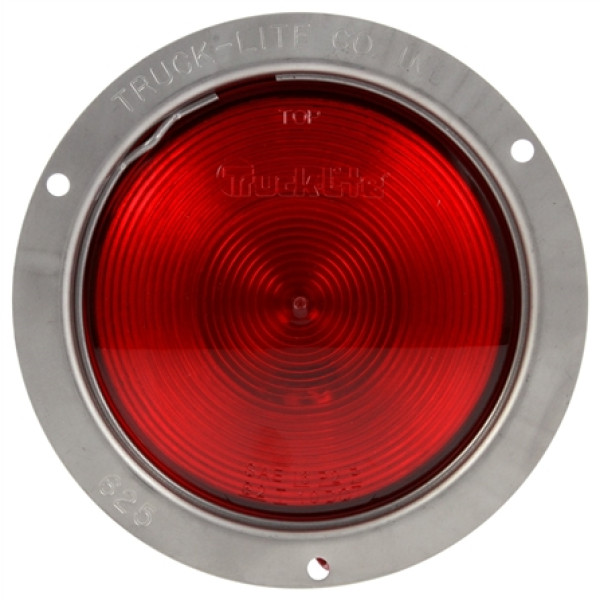 Image of 80 Series, Incan., Red, Round, 1 Bulb, S/T/T, Silver Flange, Hardwired, Blunt Cut, 12V from Trucklite. Part number: TLT-80335R4