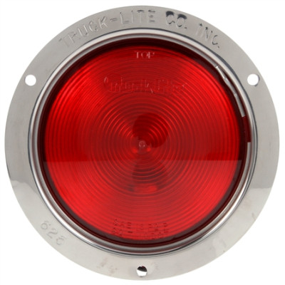 Image of 80 Series, Incan., Red, Round, 1 Bulb, S/T/T, Polished Silver Flange, Hardwired, Blunt Cut, 12V from Trucklite. Part number: TLT-80336R4