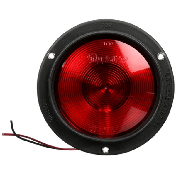 Image of 80 Series, Incan., Red, Round, 1 Bulb, S/T/T, Black Flange, Hardwired, Blunt Cut, 12V from Trucklite. Part number: TLT-80339R4