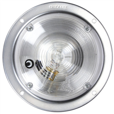 Image of 80 Series, Incan., 1 Bulb, Clear, Round, Dome Light, Silver Bracket, 12V from Trucklite. Part number: TLT-80352-4