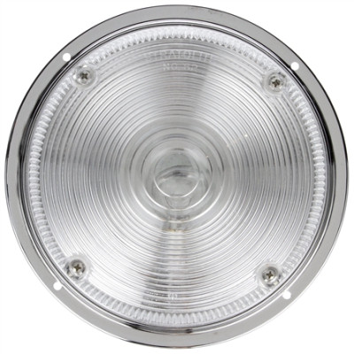 Image of 80 Series, Incan., 1 Bulb, Clear, Round, Dome Light, Chrome Flange, 12V from Trucklite. Part number: TLT-80355-4