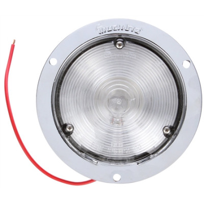 Image of 80 Series, Incan., 1 Bulb, Hook-Up, Clear, Round, Dome Light, Chrome Flange, 12V from Trucklite. Part number: TLT-80423C4