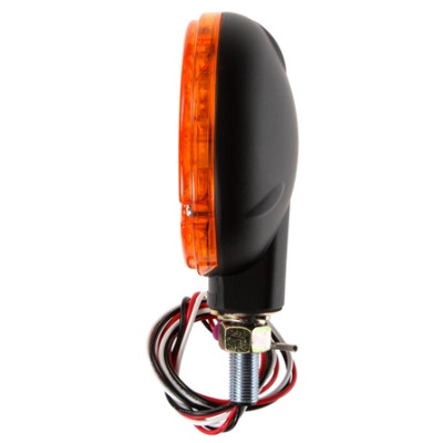 Image of Single Face, LED, Amber Round, 24 Diode, Black, 3 Wire, Pedestal Light from Trucklite. Part number: TLT-80867-4