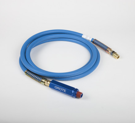 Image of 12', Blue Rubber Air Hose With Blue Anodized Grip from Grote. Part number: 81-0112-BGB