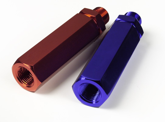 Image of Anodized Gladhandle Set, Red & Blue from Grote. Part number: 81-0125