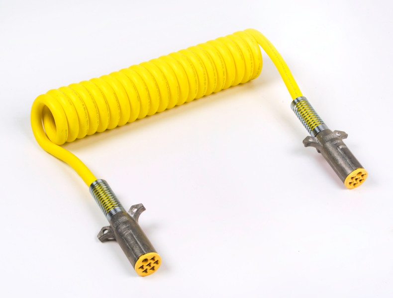 Image of Iso Coiled Cord 15', W 12" Leads, Yellow Cable from Grote. Part number: 81-2015