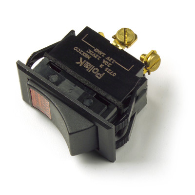 Image of Rocker Switch, 25 Amp, 12V, 3 Screw, On/Off, Green from Grote. Part number: 82-0304