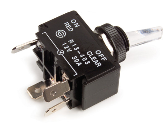 Image of Toggle Switch, Illuminated, 30 Amp, 4 Blade, On/Off, Red from Grote. Part number: 82-2113