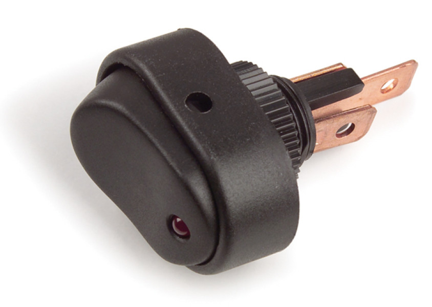 Image of Rocker Switch, LED, 30 Amp, 3 Blade, 1/2" Dia., Red from Grote. Part number: 82-2133