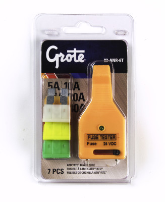 Image of Standard Blade Fuse Assortment & Tester, 7 Pk from Grote. Part number: 82-ANR-6T