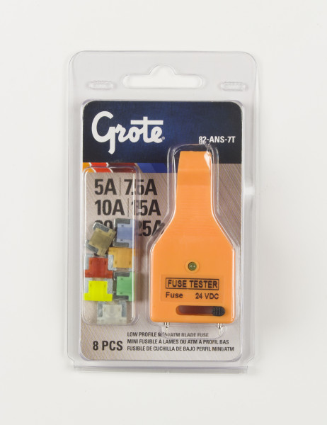 Image of Low Profile Miniature Blade Fuse Assortment & Tester, 8 Pk from Grote. Part number: 82-ANS-7T