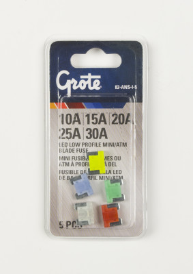 Image of Low Profile Miniature Blade, LED Fuse Assortment, 5 Pk from Grote. Part number: 82-ANS-I-5