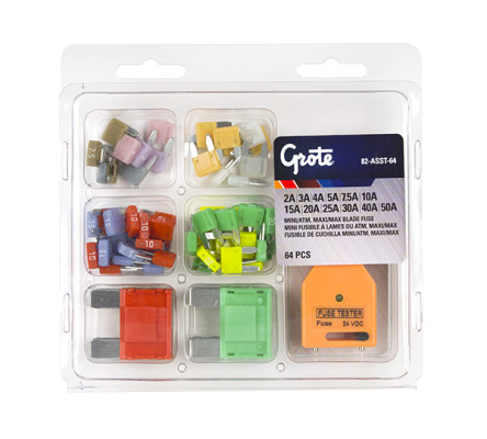 Image of Miniature & Large Blade Fuse Assortment, 64 Pk from Grote. Part number: 82-ASST-64