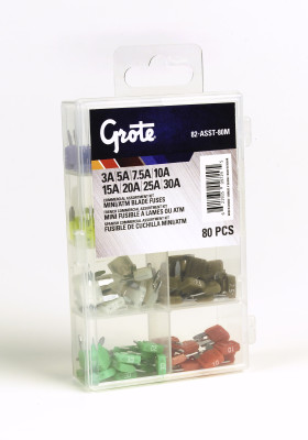 Image of Miniature Blade Fuse Assortment, 80 Pk from Grote. Part number: 82-ASST-80M