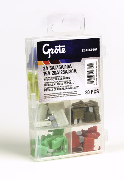 Image of Standard Blade Fuse Assortment, 80 Pk from Grote. Part number: 82-ASST-80R
