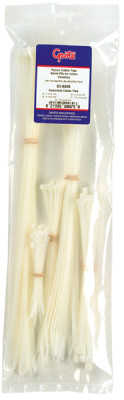 Image of Standard Cable Tie Assortment, White, 125 Pk from Grote. Part number: 83-6506