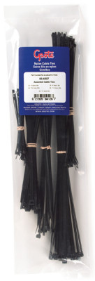 Image of Standard Cable Tie Assortment, Black, 125 Pk from Grote. Part number: 83-6507