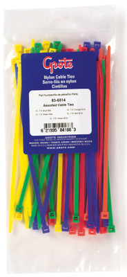 Image of Standard Cable Tie Assortment, Assorted Colours, 50 Pk from Grote. Part number: 83-6514