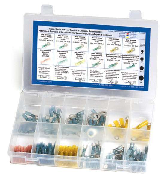 Image of Crimp Solder & Seal Terminal Assortment Kit, Pk 120 from Grote. Part number: 83-6542
