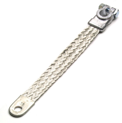 Image of Braided Ground Strap, 2 Ga Clamp To Lug, 9" from Grote. Part number: 84-9239