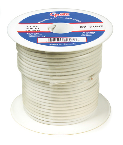 Image of Primary Wire, 10 Gauge, White, 100 Ft Spool from Grote. Part number: 87-5007