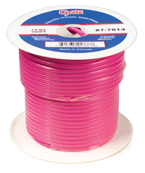 Image of Primary Wire, 16 Gauge, Pink, 100 Ft Spool from Grote. Part number: 87-8014