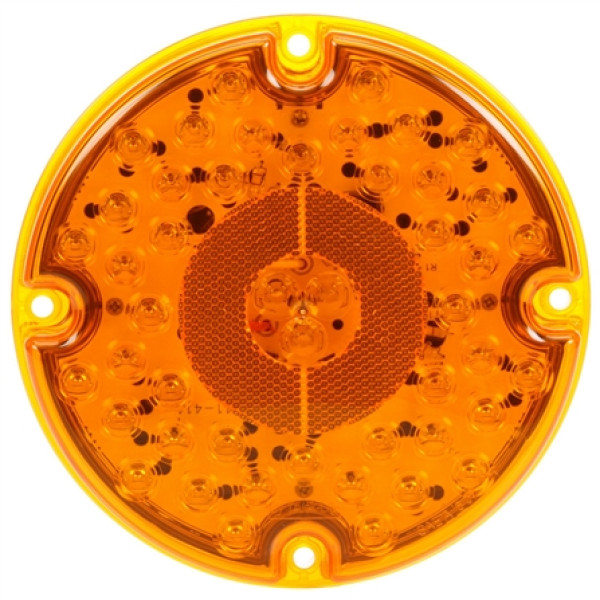 Image of 91 Series, LED, Yellow Round, 47 Diode, Reflectorized, Rear Turn Signal, 4 Screw, 12V from Trucklite. Part number: TLT-91241Y4