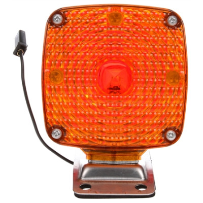 Image of Signal-Stat, Dual Face, Incan., Red/Yellow Square, 1 Bulb, Chrome, 1 Wire, Pedestal Light from Signal-Stat. Part number: TLT-SS950-S