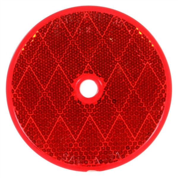 Image of 3" Round, Red, Reflector, 1 Screw/Nail/Rivet, Bulk from Trucklite. Part number: TLT-98006R3