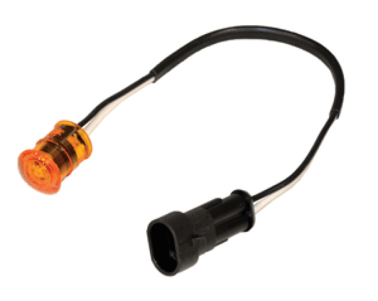 Image of MARKER LAMP YEL - .75" RD LED, P2, 2 WIRE W/AMP PLUG from MHD. Part number: 33259Y
