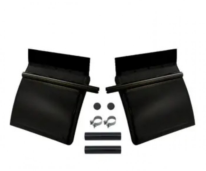 Image of FENDER, QUARTER, LOW MOUNT, STEEL, BLACK ECOAT, WITH ONE BOLT POST MOUNTS, PA TOP FLAPS, TUBE CLAMPS, ALL MOUNTING HARDWARE INCLUDED, PAIR from Betts HD. Part number: BS222PA2
