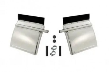 Image of FENDER, QUARTER, LOW MOUNT, STAINLESS STEEL, WITH ONE BOLT POST MOUNTS, PA TOP FLAPS, TUBE CLAMPS, ALL MOUNTING HARDWARE INCLUDED, PAIR from Betts HD. Part number: SS222PA2