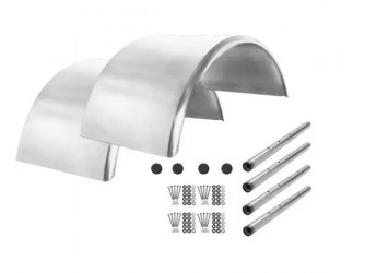 Image of KIT  FENDERS, SINGLE AXLE, SMOOTH, STAINLESS STEEL, 80", WITH PREDRILLED STAINLESS TUBE BRACKETS AND HARDWARE from Betts HD. Part number: TIKD800000