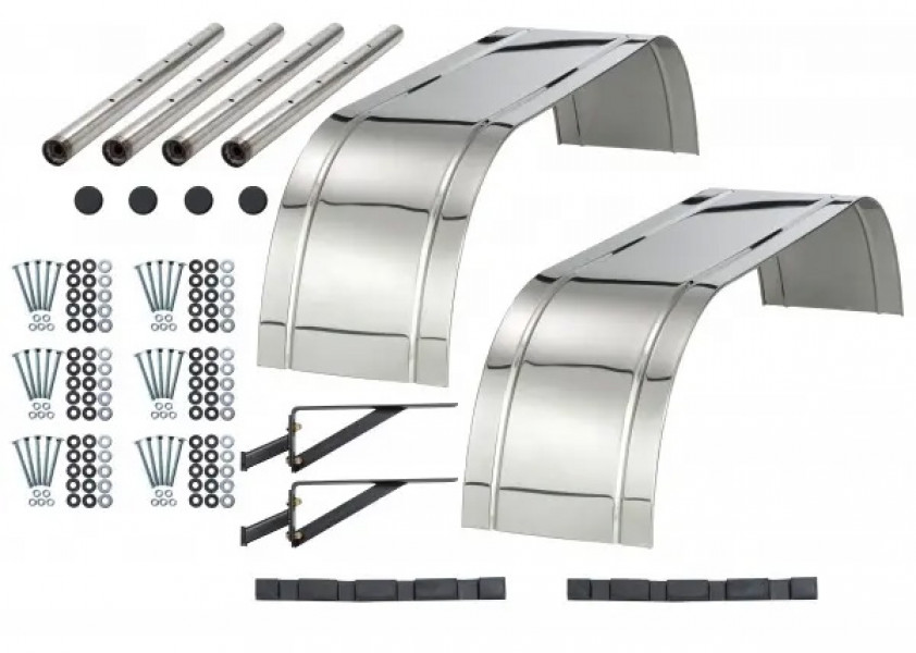 Image of KIT  FENDERS, FULL TANDEM, 2SMOOTH, STAINLESS, 66", WITH BRACKETS from Betts HD. Part number: TIKSR400-126NLDS